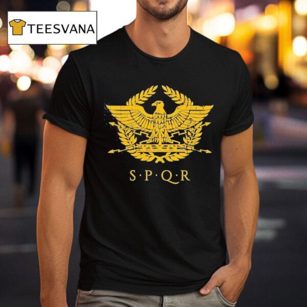 Spqr Roman Legion Eagle Machine Embroidery T Shirt