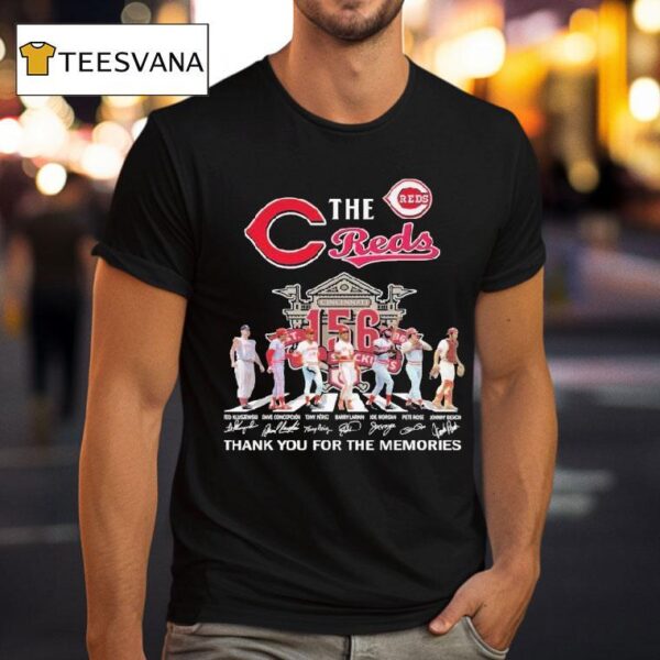 The Cincinnati Reds Celebrate Years Thank You For The Memories Road Abbey Signatures T Shirt