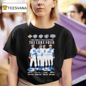 Andy Pettitte Mariano Rivera Derek Jeter And Jorge Posada New York Yankees Times World Series Champions The Core Four Signatures T Shirt