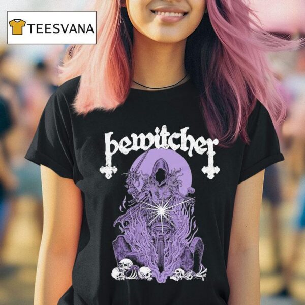 Bewitcher Biker Witch The Devil Always Mins With Rock N Roll T Shirt