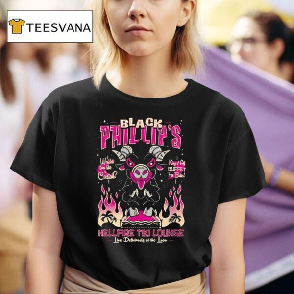 Black Phillip S Hellfire Tiki Lounge Live Deliciously At The Luau T Shirt