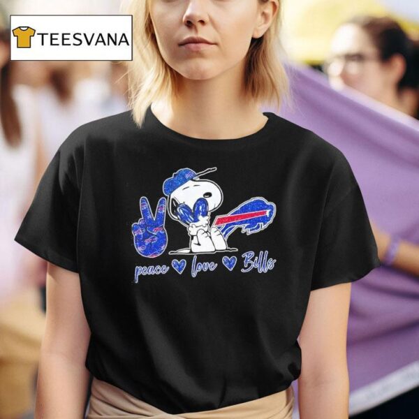 Buffalo Bills Peanuts Peace Love Bills T Shirt
