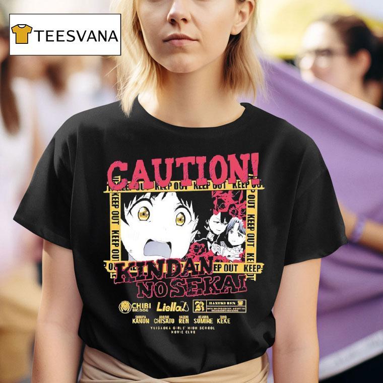 Caution Kindai No Sekai Keep Out Anime T Shirt