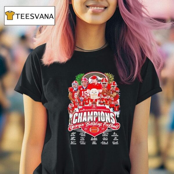 Georgia Bulldogs Football Sec Southeastern Conference Champions Signatures T Shirt