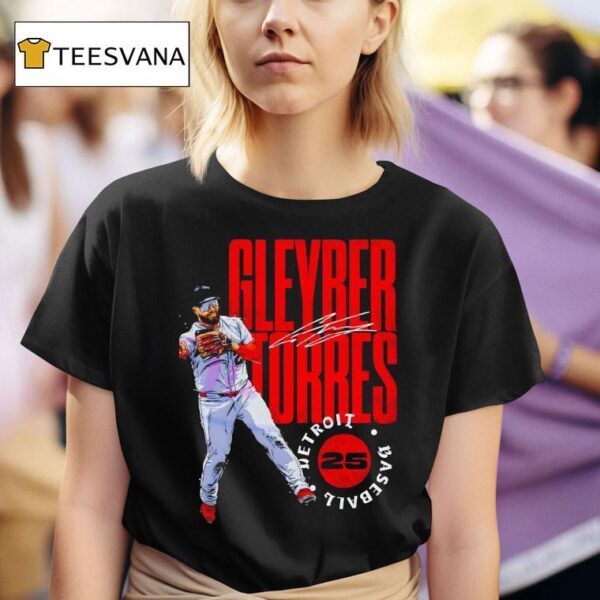 Gleyber Torres Detroit Baseball Stamp Style Graphic Signature T Shirt