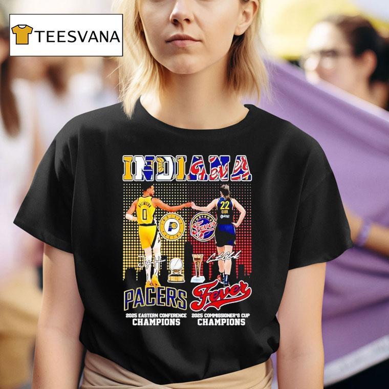 Indiana City Skyline Indiana Pacers And Fever Champions Signatures T Shirt