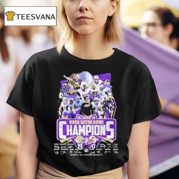 James Madison Dukes Boca Raton Bowl Champions Signatures T Shirt