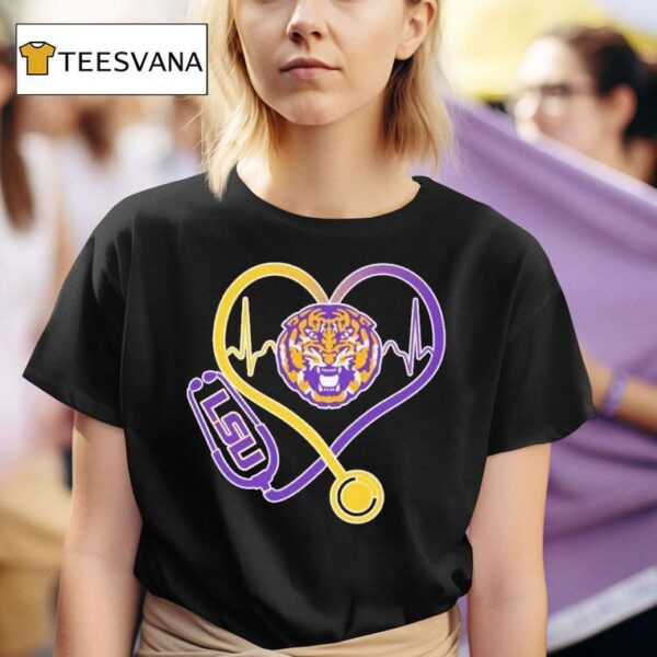 Lsu Tigers Caring Hearts Nurses Stethoscope T Shirt
