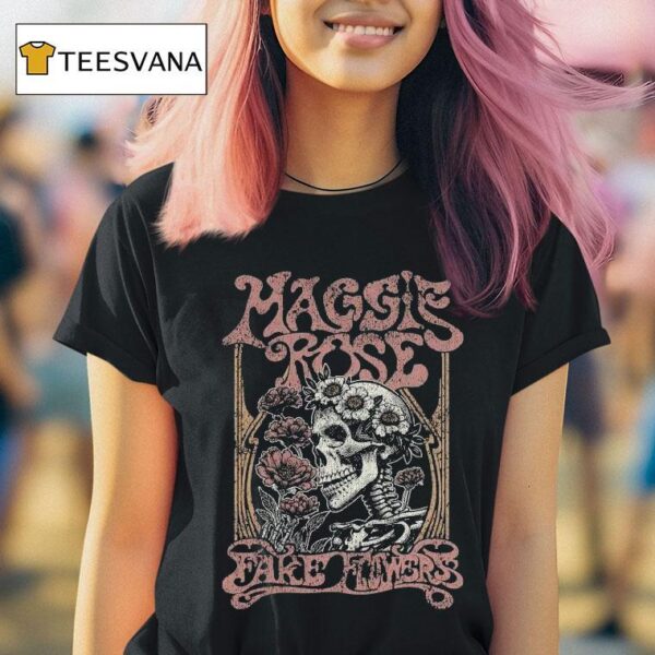 Maggie Rose Fake Flowers Skeleton T Shirt