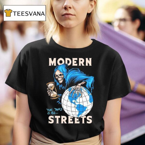 Modern Streets Time Takes Us All Grim Reaper Hourglass Globe T Shirt