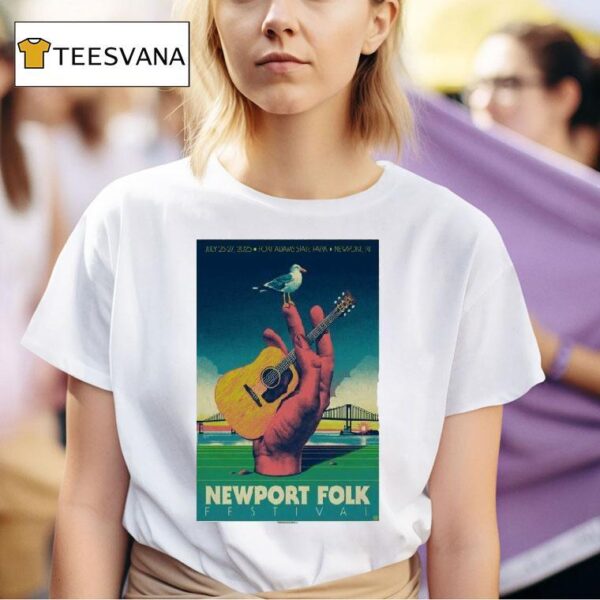 Newport Folk Festival Fort Adams State Park July Newport Ri Bird Hand Guitar T Shirt