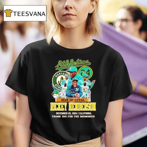 Oakland Athlerics Man Of Steal Rickey Henderson Thank You For The Memories T Shirt
