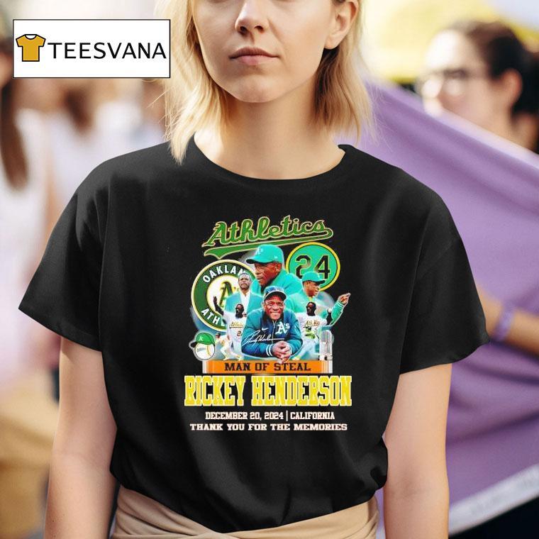 Oakland Athlerics Man Of Steal Rickey Henderson Thank You For The Memories T Shirt