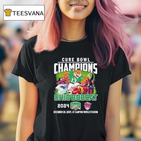 Ohio Bobcats Celebrating The Champions Of Cure Bowl T Shirt