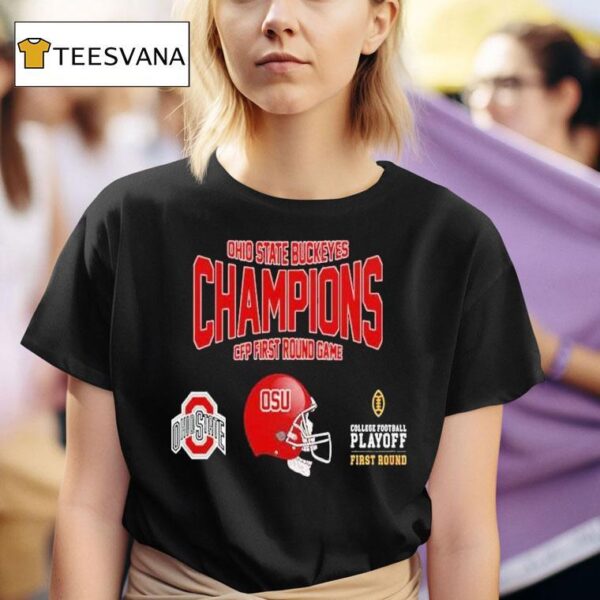 Ohio State Buckeyes University Football College Football Playoff First Round First Round Game Winner Helmet Ncaa Bowl Games T Shirt