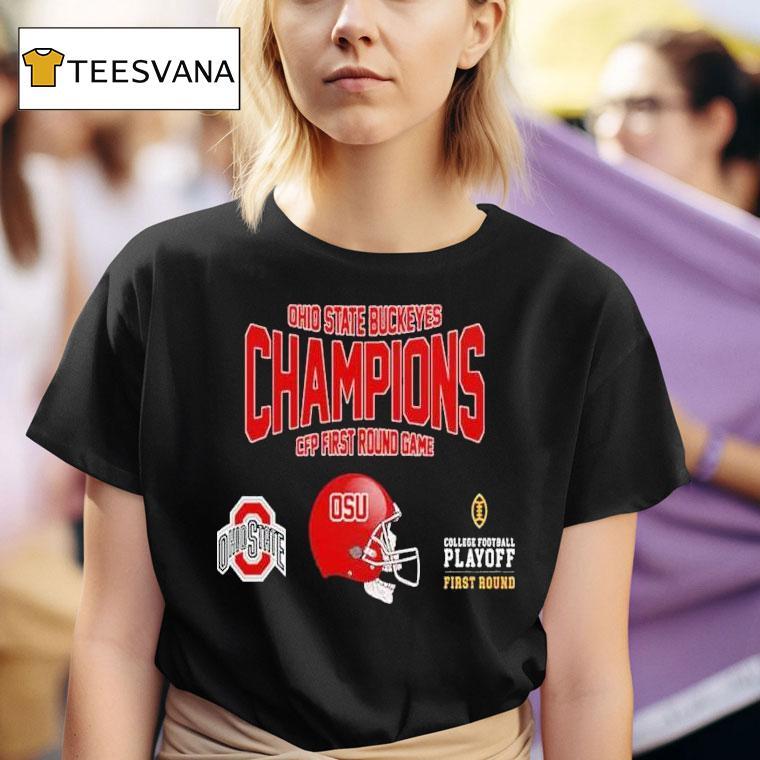 Ohio State Buckeyes University Football College Football Playoff First Round First Round Game Winner Helmet Ncaa Bowl Games T Shirt