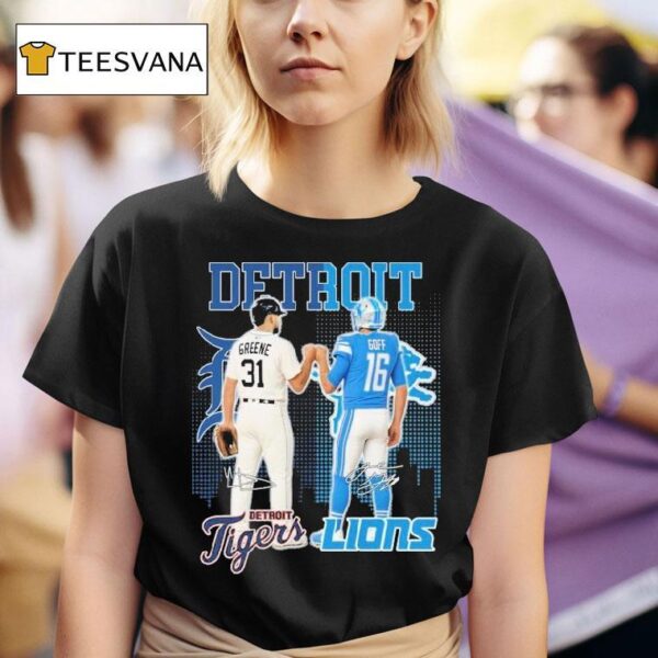 Riley Greene And Jared Goff Detroit Tigers X Detroit Lions Signatures T Shirt