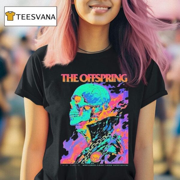 The Offspring Tampa Florida Venue At Midflorida Credit Union Amphitheatre On July Flaming Skeleton Supercharged Worldwide North American Tour T Shirt
