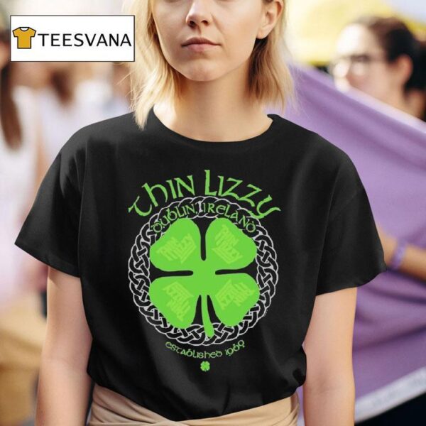 Thin Lizzy Dublin Ireland Celtic Shamrock T Shirt