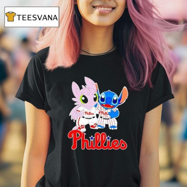 Toothless Night Fury And Stitch Philadelphia Phillies T Shirt