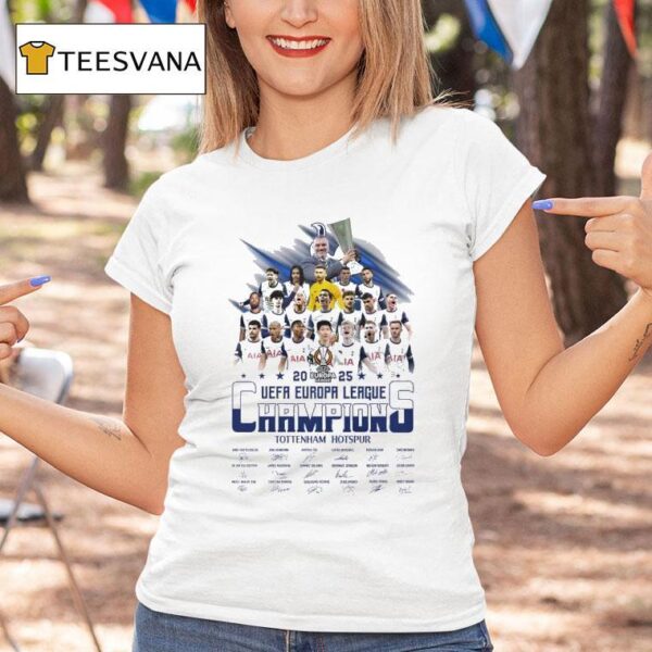 Uefa Europa League Champions Tottenham Hotspur Signatures T Shirt