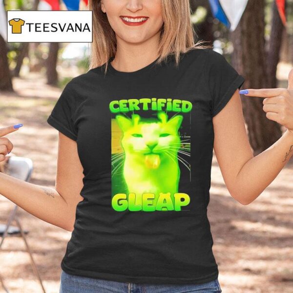 Alien Brainrot Cat Certified Gleap T Shirt