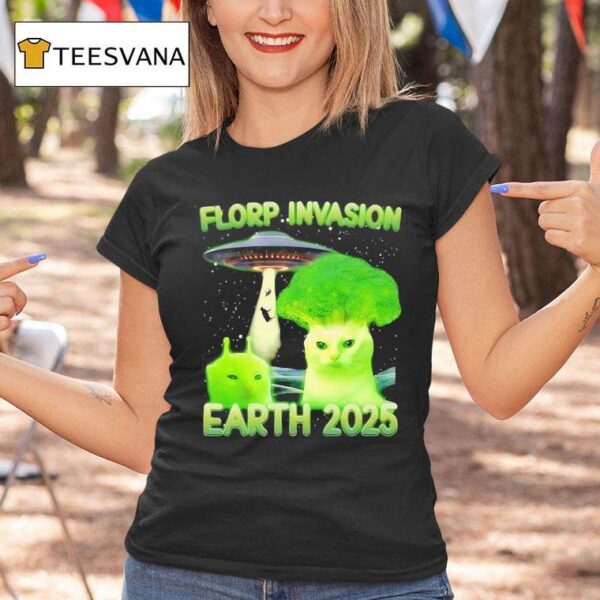 Alien Brainrot Cat Dank Florp Invasion Earth T Shirt