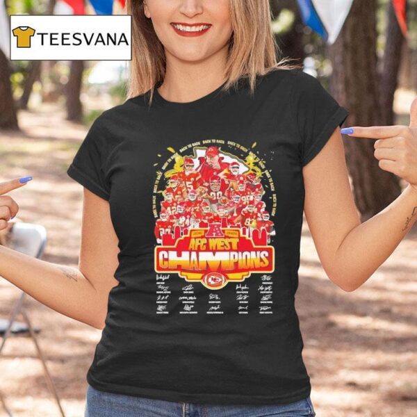 Back To Back Kansas City Chiefs Afc West Champions Signatures T Shirt