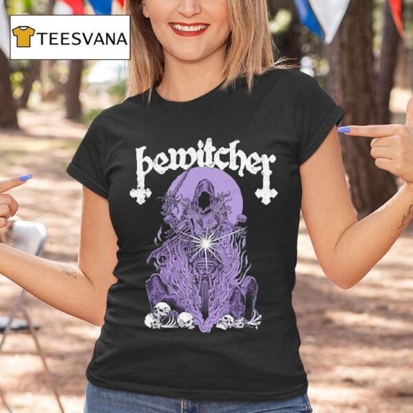 Bewitcher Biker Witch The Devil Always Mins With Rock N Roll T Shirt