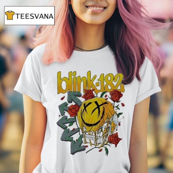 Blink Skull And Roses Logo T Shirt