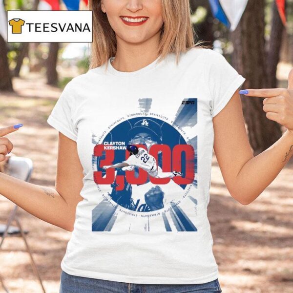 Clayton Kershaw Career Strikeouts Los Angeles Dodgers Baseball Vintage T Shirt