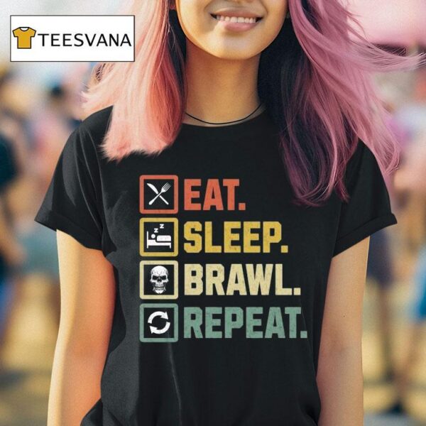 Eat Sleep Brawl Repeat Stars Video Gamer Gaming T Shirt