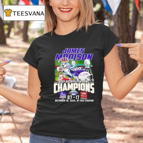 James Madison Dukes Boca Raton Bowl Champions Fan Celebration T Shirt