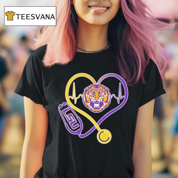 Lsu Tigers Caring Hearts Nurses Stethoscope T Shirt