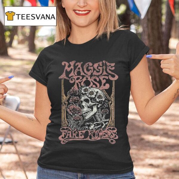 Maggie Rose Fake Flowers Skeleton T Shirt