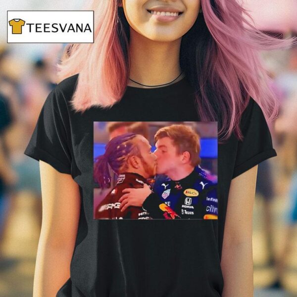 Max Verstappen Kissing Lewis Hamilton Photo T Shirt