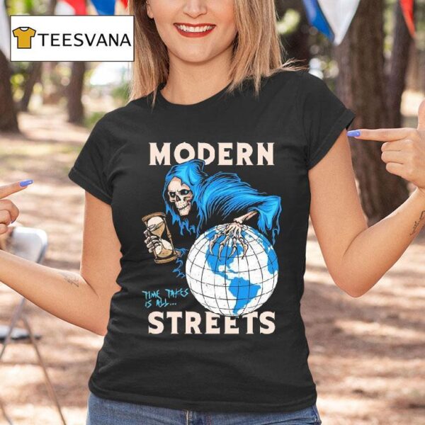 Modern Streets Time Takes Us All Grim Reaper Hourglass Globe T Shirt