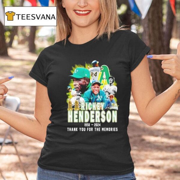 Oakland Athlerics Mlb X Rickey Henderson Thank You For The Memories T Shirt