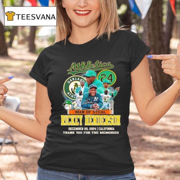 Oakland Athletics Rickey Henderson Man Of Steal Thank You For The Memories T Shirt