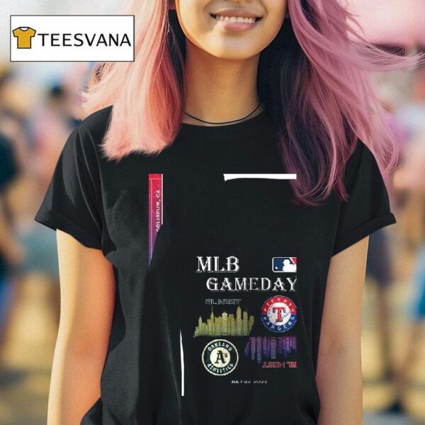 Oakland Athletics Vs Texas Rangers Mlb Gameday Schedule Skyline City T Shirt