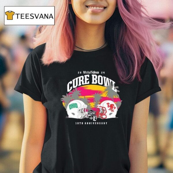 Ohio Football Staffdna Cure Bowl Pink Head To Head T Shirt