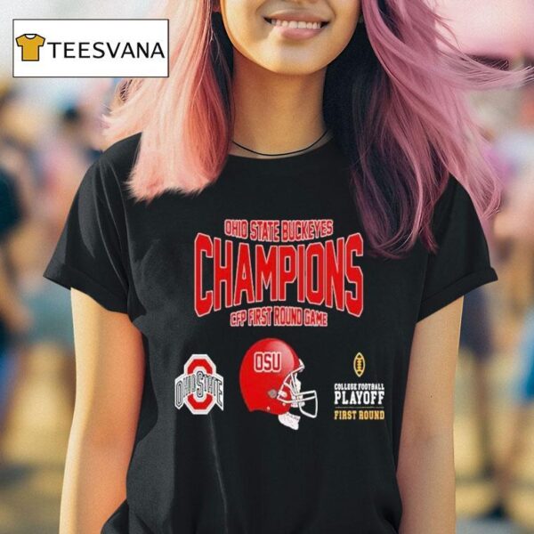 Ohio State Buckeyes University Football College Football Playoff First Round First Round Game Winner Helmet Ncaa Bowl Games T Shirt