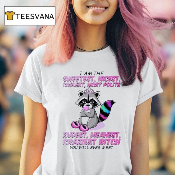 Raccoon I Am The Sweetest Nicest Coolest Most Polite Rudest Meanest Craziest Btch You Will Ever Mee T Shirt