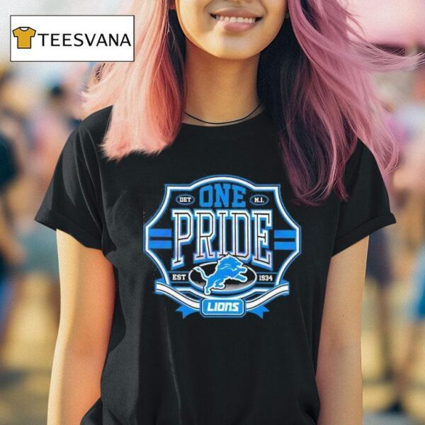 Retro One Pride Detroit Lions Est Logo T Shirt
