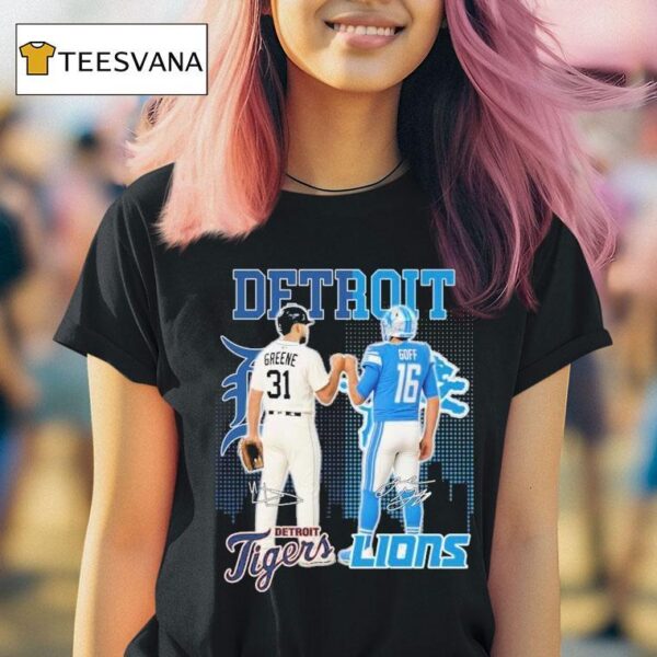 Riley Greene And Jared Goff Detroit Tigers X Detroit Lions Signatures T Shirt