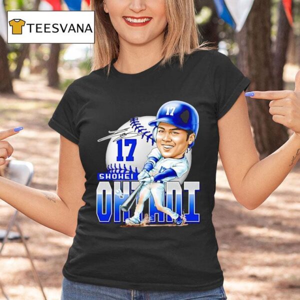 Shohei Ohtani Los Angeles Dodgers Basketball Signature Caricature T Shirt