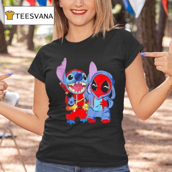 Stitch And Deadpool Cartoon T Shirt