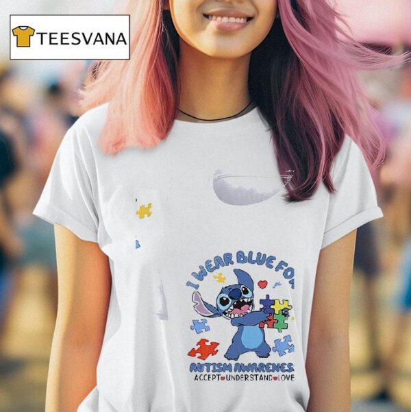 Stitch Wear Blue For Autism Awareness Accept Understand Love T Shirt