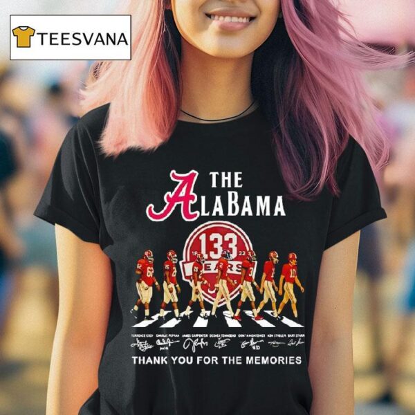 The Alabama Crimson Tide Walking Across Thank You For The Memories Signatures T Shirt