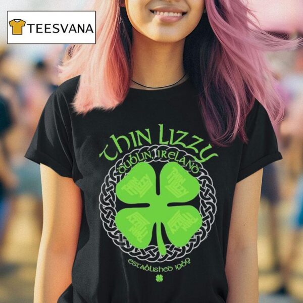 Thin Lizzy Dublin Ireland Celtic Shamrock T Shirt